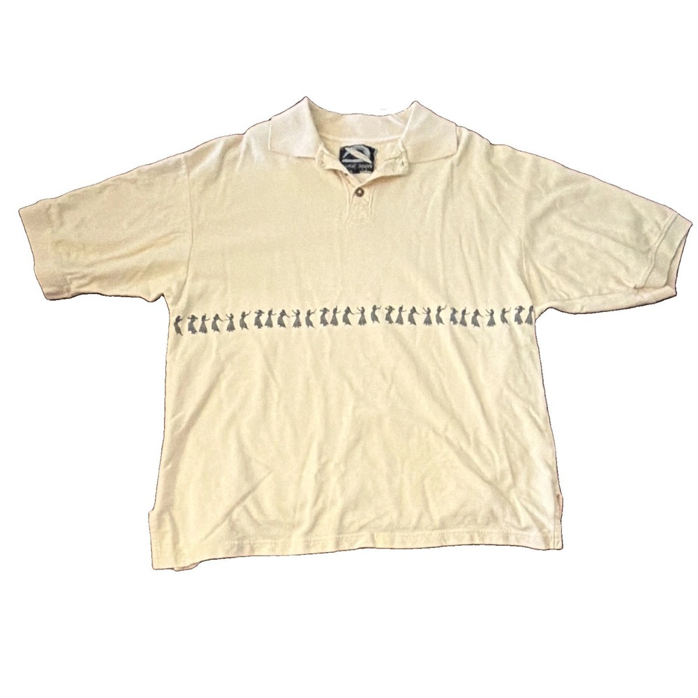 Vintage Duke Boyd Surf Co Men XL cream  Polo Shirt Hula Girls Aloha Hawaiian